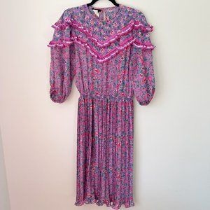 Vintage 1980's Diane Freis Georgette Dress Pleated